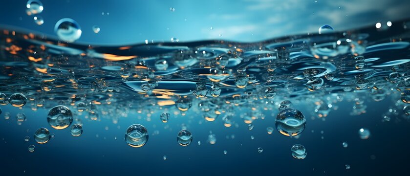 Small air bubbles under water, ultra realistic