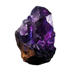 A vivid purple stone mineral showcased in isolation on a completely transparent background. Generative AI
