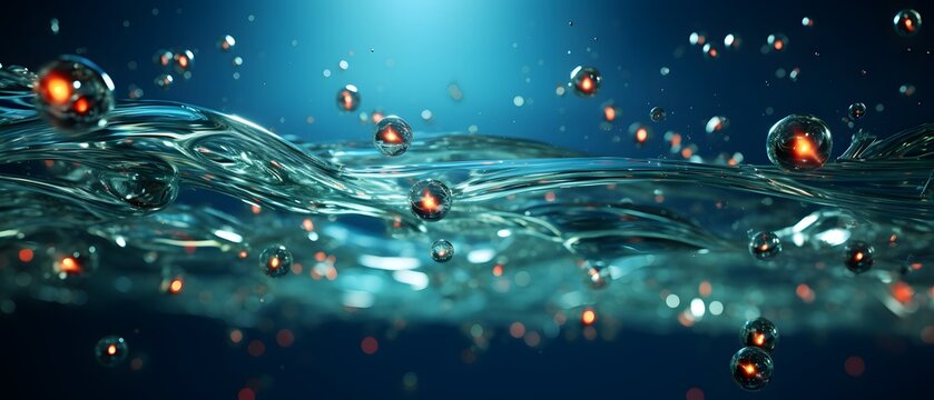 Small air bubbles under water, ultra realistic