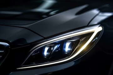 Obraz na płótnie Canvas Close-up view of adaptive headlight technology in a luxury sedan car. Generative AI