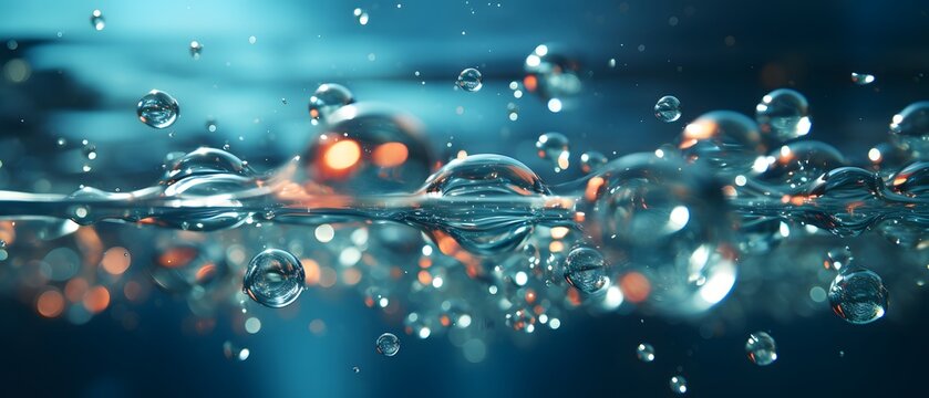 Small air bubbles under water, ultra realistic