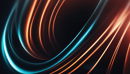 3D rendering of vivid curves and stripes with geometric blur. Random wave shape with a gradient and artistic lines. A circling digital presentation that diverges and has different textures