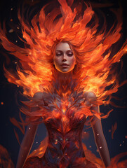 pyromancy fire witch feminine witchcraft spiritual fantasy - by generative ai