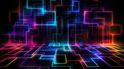 abstract background with neon line, cyberspace technology - by generative ai