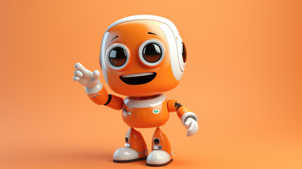 of a cute robot character on an gradient background.