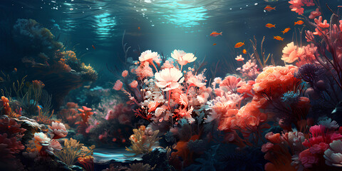 Fototapeta na wymiar Blossoms of the Deep Exquisite Underwater Coral Flowers