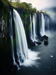 Mystical Waterfalls Amidst Verdant Wilderness