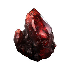 A vivid red stone mineral showcased, with intricate details and patterns, on a clear transparent background to highlight its beauty. Generative AI
