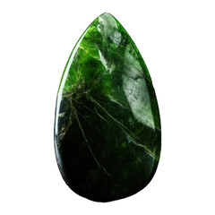 A vibrant green stone, sleek and polished, with different shades of green, shimmering under light, isolated on a transparent background. Generative AI