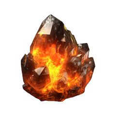 A vibrant fire stone mineral showcasing rich, orange-red hues on a transparent background. Generative AI