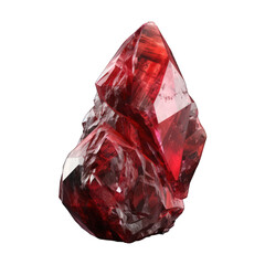 A vibrant, red stone mineral showcased on a clear, transparent background. Generative AI