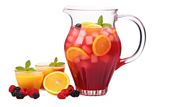 Fruity Fusion juice in jug on isolated background