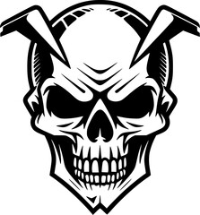 Fototapeta premium Skull | Black and White Vector illustration