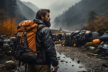 Hikers traverse a challenging alpine trail, surrounded by awe-inspiring peaks.