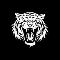 Tiger - Black and White Isolated Icon - Vector illustration