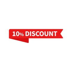 10 Discount In Red Ribbon Rectangle Shape For Advertising Business
