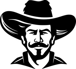 Western - Black and White Isolated Icon - Vector illustration