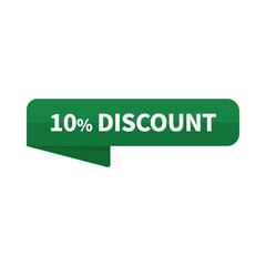 10 Discount In Green Rectangle Ribbon Shape For Advertisement Business
