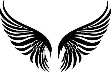 Fototapeta premium Angel Wings - Black and White Isolated Icon - Vector illustration