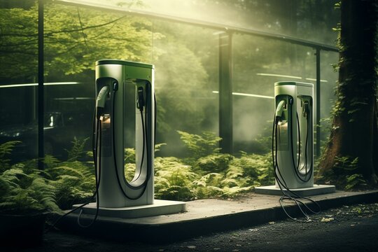 Charging station for electric vehicle. Generative AI