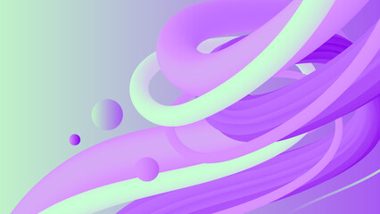 Abstract purple background with 3D lines and curves, Gradient fluid design