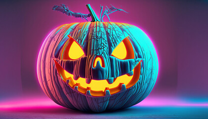 80s retro synthwave halloween pumpkin - 659009716