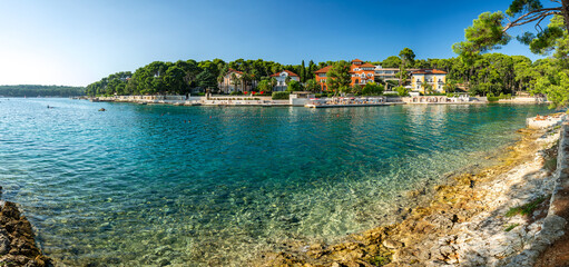 Beautiful panorama of the Cikat Bay on the island of Losinj in the Adriatic Sea, Croatia - obrazy, fototapety, plakaty