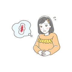 Illustration of a Girl Worried About Menstruation.
