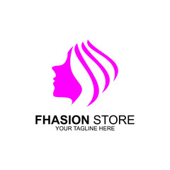 Beautiful woman face logo design template. Hair, girl, natural symbol. Abstract design concept for beauty salon, massage, magazine, cosmetics and spa, etc. Premium vector icon.