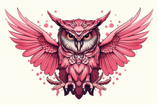 Illustration of an owl in tattoo style. Generative AI