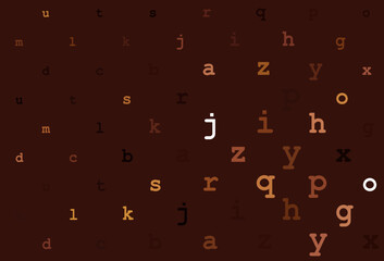 Dark orange vector template with isolated letters.