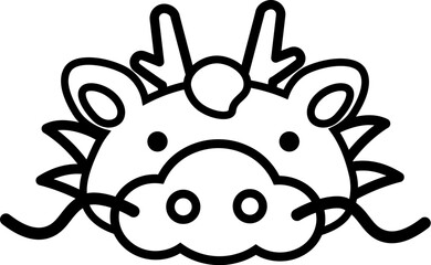 龍のかわいい帽子　白黒