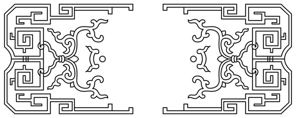 Luxury festive Chinese oriental traditional culture premium classical decoration red gold line art design vector illustration. Covers, greeting cards, logos, packaging, posters, backgrounds -Greeting