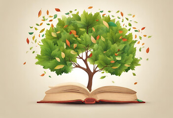 Book and Tree Harmony, 
Literary Escape in Nature, 
Reading Under the Tree, 
Book and Tree Connection
