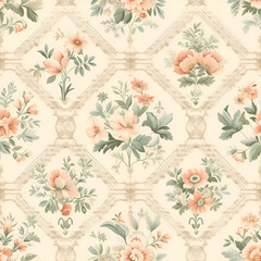 seamless background with flowers,decoration,ornament,illustration,design,vintage,leaf,nature,art,texture,Ai generated 