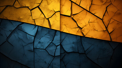 Abstract billboard with a vertically cracked concrete stained glass style. Mosaic pattern. The beautiful grey gradient colour and orange with a vignette effect.