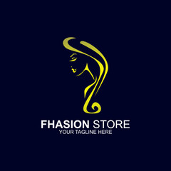 Beautiful woman face logo design template. Hair, girl, natural symbol. Abstract design concept for beauty salon, massage, magazine, cosmetics and spa, etc. Premium vector icon.