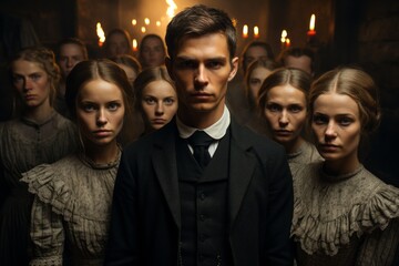 Obraz premium family group wedding portrait