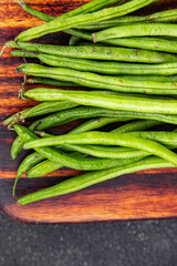 green bean fresh raw bean pod healthy eating cooking meal food snack on the table copy space food background rustic top view