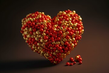 a heart made of gold with a vibrant red color. Generative AI