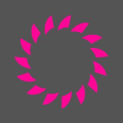 Abstract circle of pink shapes on gray background