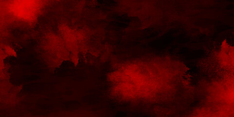 Dark red splattered grungy backdrop beautiful stylist modern red texture background with smoke. Red grunge old paper texture. Scary Red and black horror Grungy red canvas with dark background.