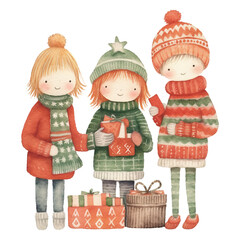 Knitted Watercolor Christmas Clipart