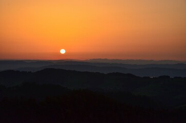Fantastic view of the Swiss mountains at dusk. Photographed from the Schnebelhorn. evening atmosphere.High quality photo