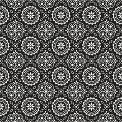 Ajrak Seamless Black Pattern, Vector Illustration