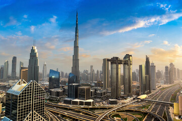 Aerial view of downtown Dubai - obrazy, fototapety, plakaty