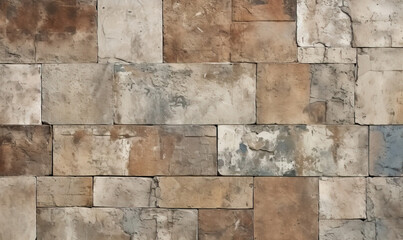 Fototapeta premium Old, fractured tiles in brown and gray hues.