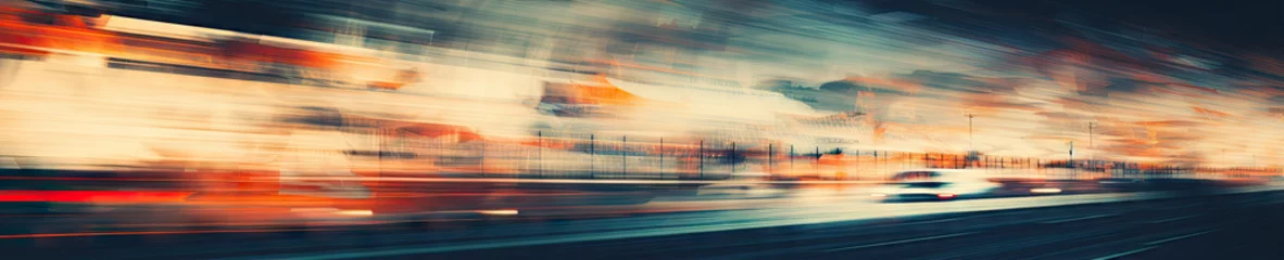Foto op Plexiglas Dynamic blurred race cars speeding on a vibrant. © Lidok_L