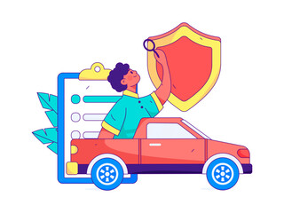 Buy insurance for car flat character vector concept operation illustration