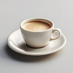 Cup of espresso coffee on grey background